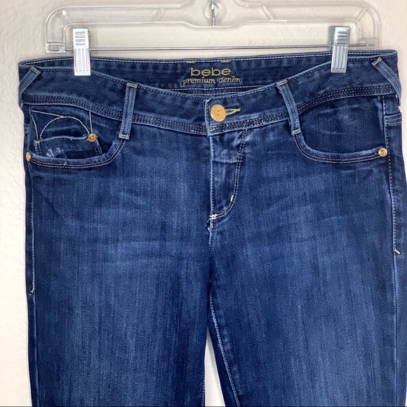 Bebe Premium Denim Mid Rise Bootcut Flare Jeans Size 29 – Classic Blue Stretch F - Picture 2 of 9